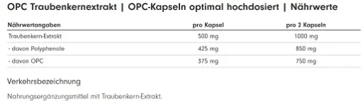 OPC grape seed extract - 240 capsules - Image 2